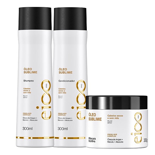 Kit Eico Pro Óleo Sublime Shampoo 300ml Condicionador Leave-In 300ml Máscara Nutrição 300g
