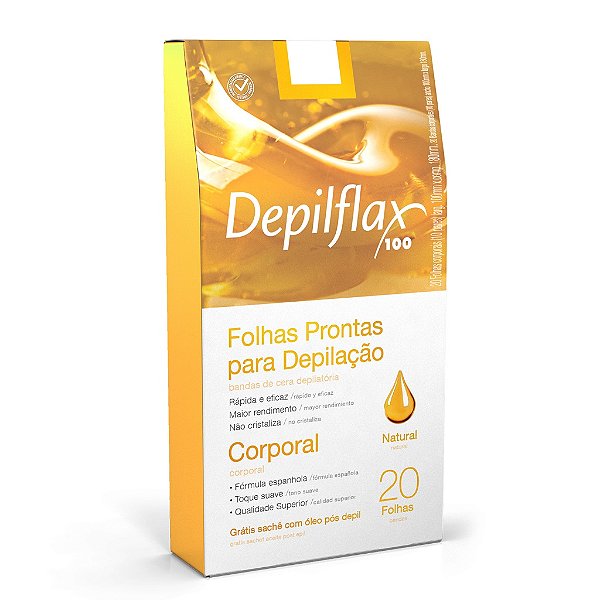 Depilflax 20 Folhas Ceras Depilação Corporal Natural