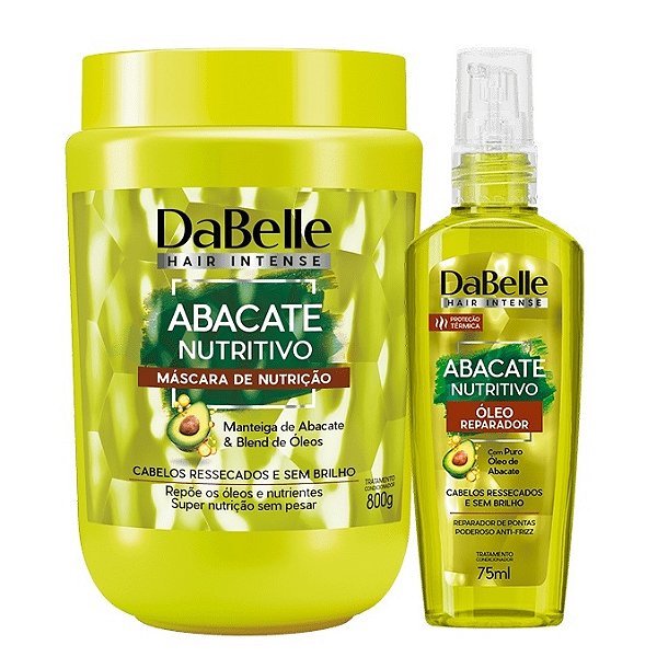 Kit Dabelle Abacate Nutritivo Máscara 800g Óleo em Creme Multifuncional 190ml
