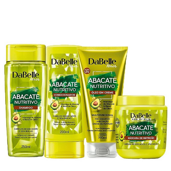 Kit Dabelle Abacate Nutritivo Shampoo 250ml Condicionador 175ml Máscara 400g Óleo em Creme 190ml