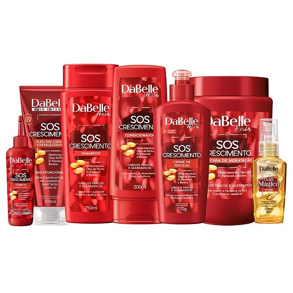 Kit Dabelle SOS Crescimento Tratamento Completo Fortalecimento Crescimento Máscara 800g