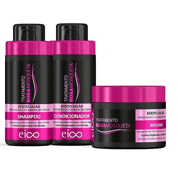 Kit Eico Tratamento Mini Rosa Mosqueta Máscara 270g 3 Itens