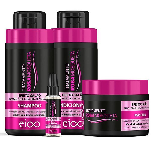 Kit Eico Tratamento Rosa Mosqueta 450ml Spray 120ml 4 Itens