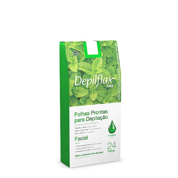 Depilflax Folhas Prontas para Depilação Facial Hortelã / 24 folhas