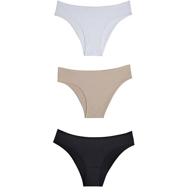 Del Rio Kit 3 Calcinhas Biquíni Cotton Mousse Branco Preto Tamanho G