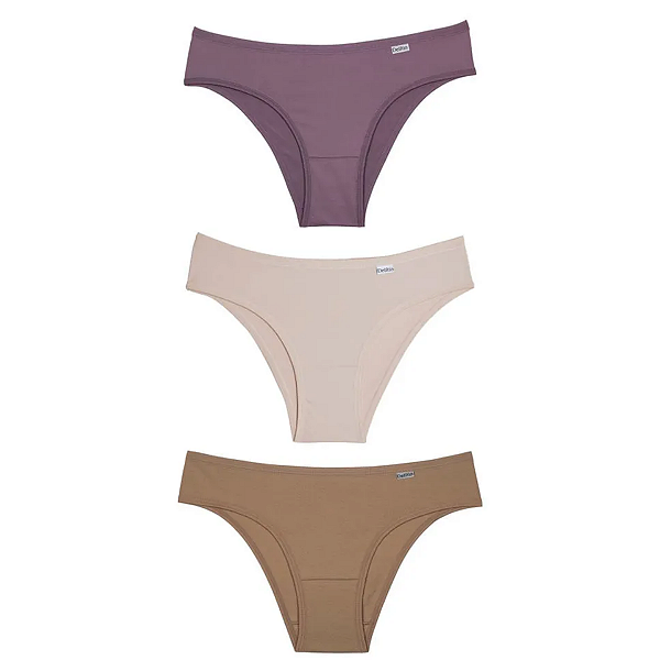 Del Rio Kit 3 Calcinhas Biquíni Cotton Lateral Médio Tamanho GG