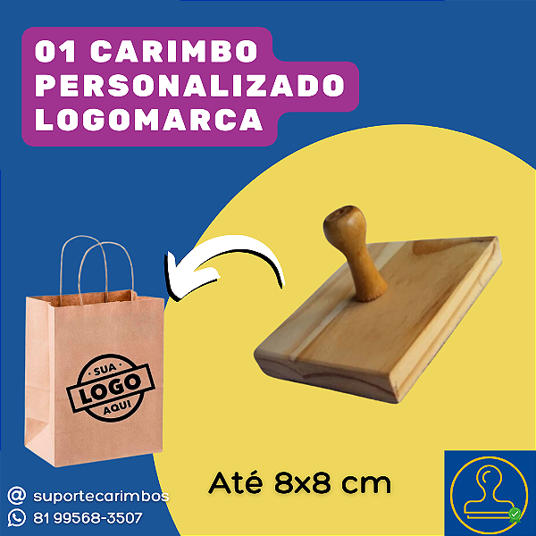 Kit Carimbo Personalizado com logomarca, redes sociais e almofada - Suporte  Carimbos