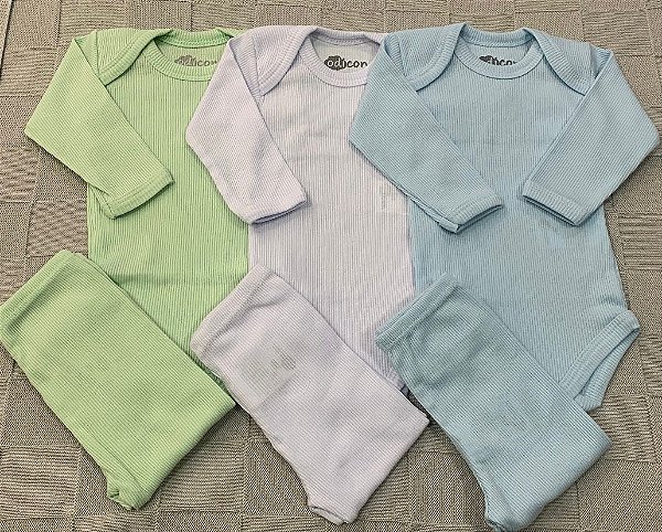 Kit 3 conjuntos body e calça