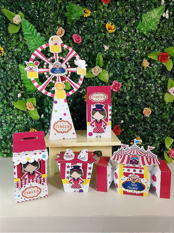 Kit Festa Personalizada Circo Rosa Menina Premium - Alta Qualidade