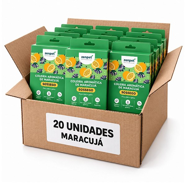 Caixa com 20 Coleiras Aromáticas de Maracujá SOSSEGO – Zenpet Brasil