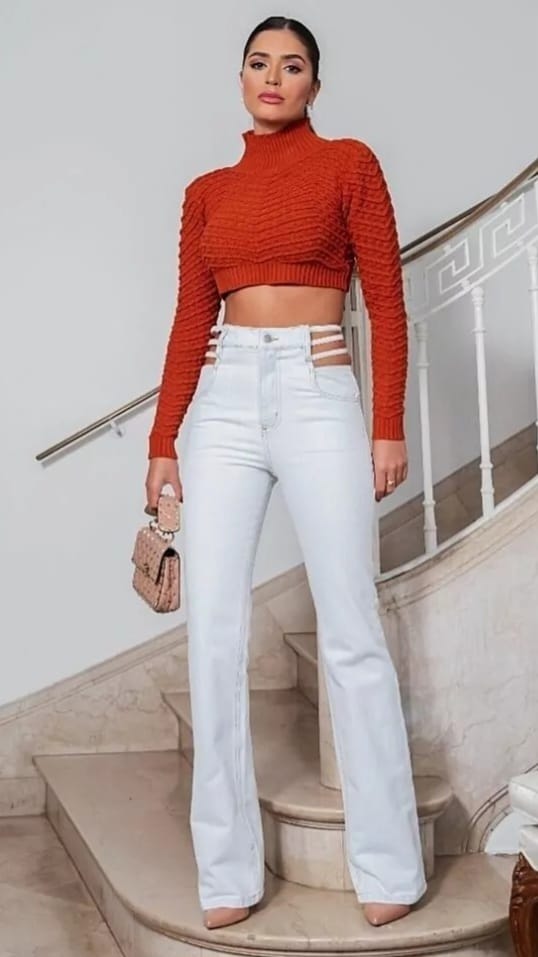 CALÇA JEANS LATERAIS ABERTAS