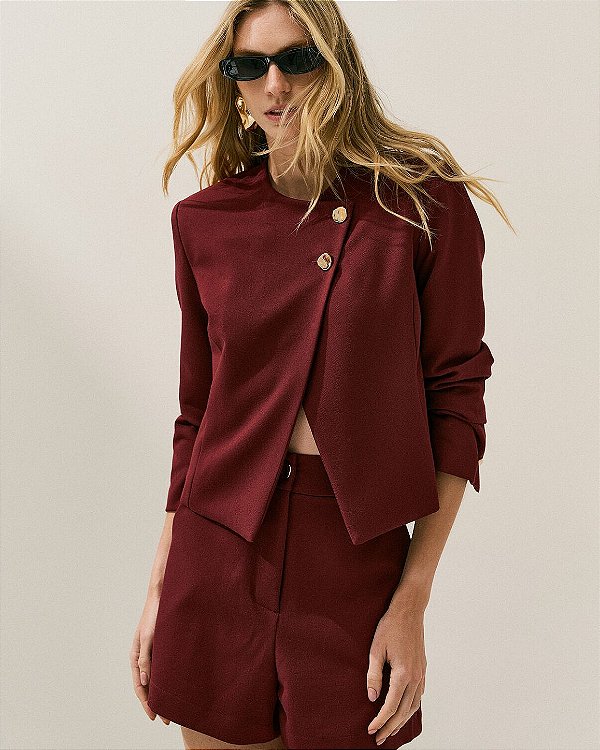 Blazer de gola transpassada