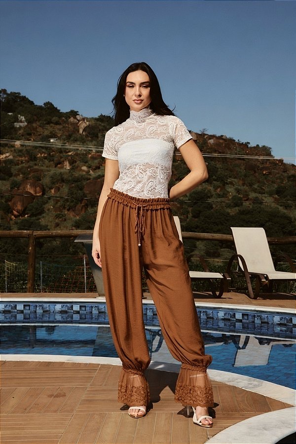 CALÇA ALADIM ALFAIATARIA C/ DETALHE RENDA
