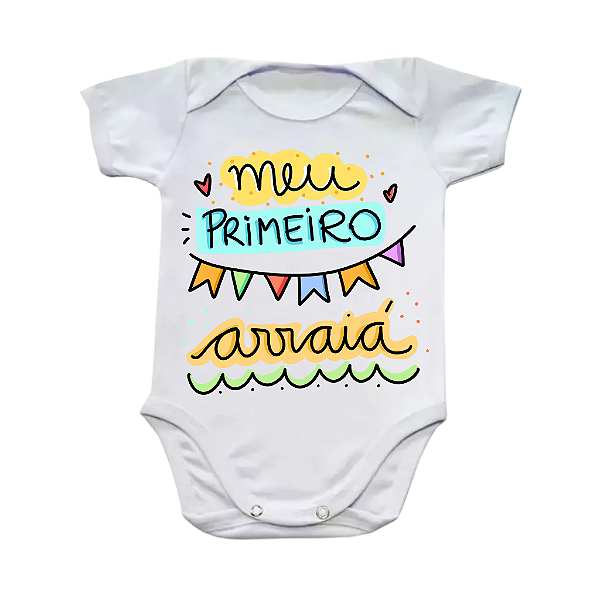 Body Bebê Festa Junina Meu Primeiro Arraiá Menino Azul