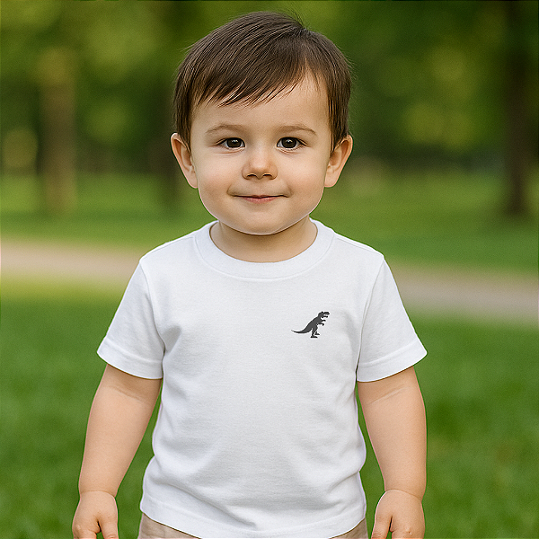Camiseta Rei Rex Dinossauro Rex 100% Algodão Tam.1/2/3 Branco