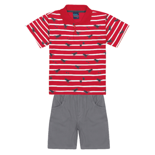 CONJUNTO KIKO KIKA 11172 VERMELHO 2 ANOS