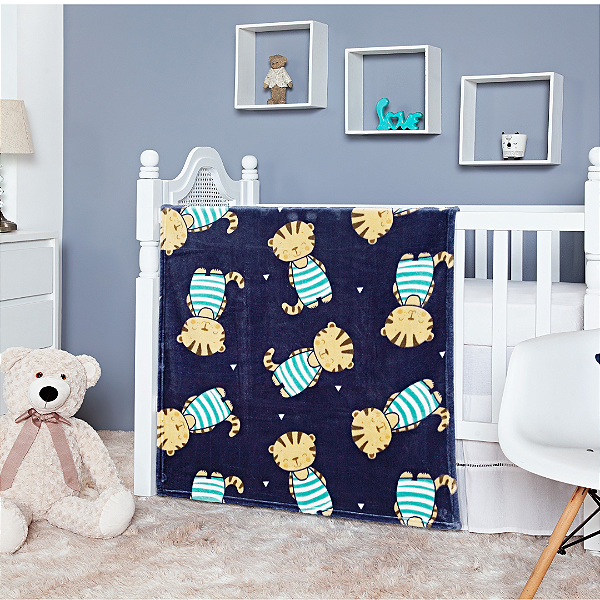 COBERTOR ETRURIA FLANNEL TIGO MARINHO