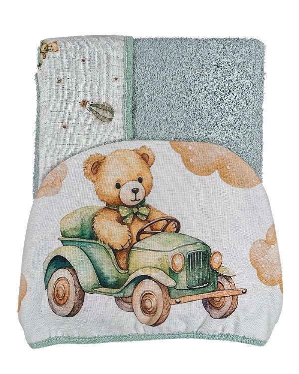 TOALHA FELPA BABY JOY FABULA URSO CARRO