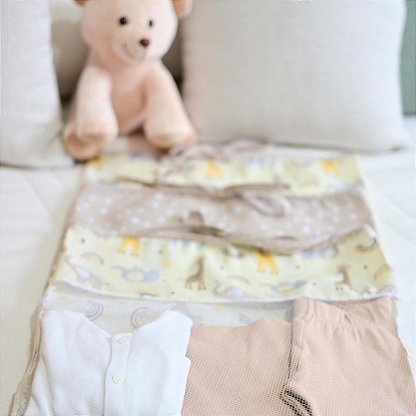 KIT SAQUINHO MATERNIDADE BUBLIM PETIT GIRAFA CREME