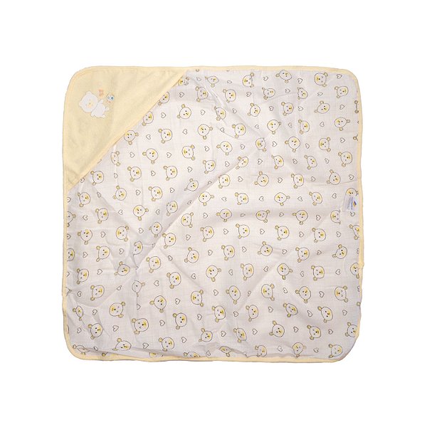 TOALHA BUBLIM MALHA PLUSH URSO AMARELO