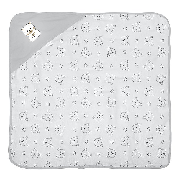 TOALHA BUBLIM MALHA PLUSH URSO CINZA