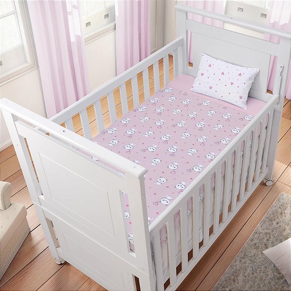 JOGO DE LENCOL BUBLIM MALHA PANDA ROSA