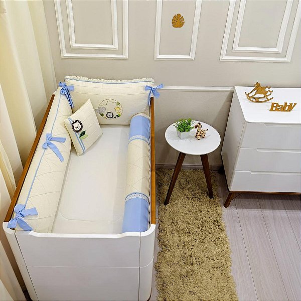 KIT DE BERCO BALU BABY LINHO - AMIGUINHOS DA SELVA AZUL