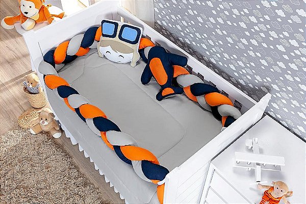 KIT DE BERCO BALU BABY TRANÇA - AVIADOR MARINHO