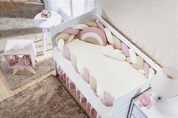 KIT DE BERCO BALU BABY TRANÇA - ARCO IRIS ROSE