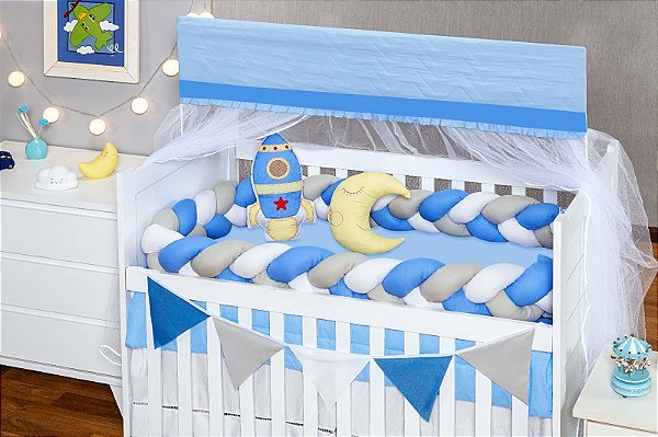 KIT DE BERCO BALU BABY TRANÇA - FOGUETE AZUL