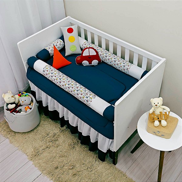 KIT DE BERCO BALU BABY ROLO - CARROS MARINHO