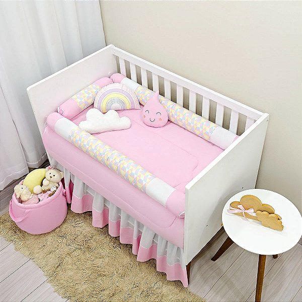 KIT DE BERCO BALU BABY ROLO - AQUARELA ROSA