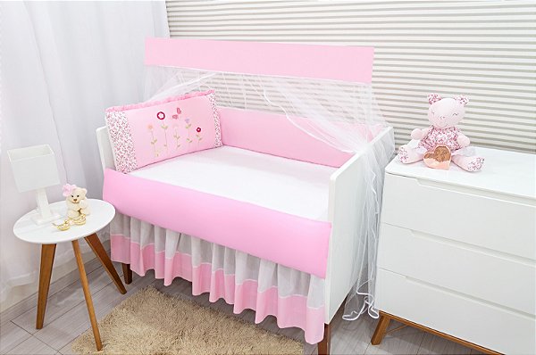 KIT DE BERCO BALU BABY MICRO - JARDIM DAS FLORES ROSA