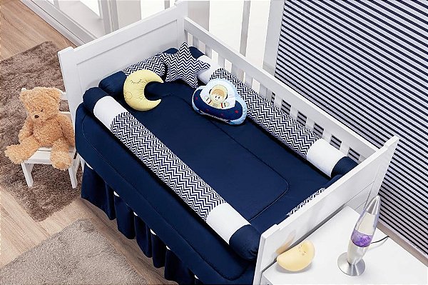 KIT DE BERCO BALU BABY ROLO - ESPACIAL MARINHO