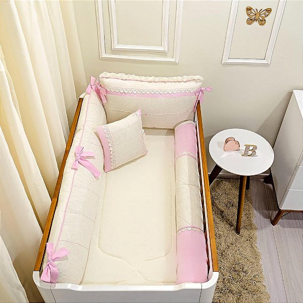 KIT DE BERCO BALU BABY LINHO PROVINCE ROSA