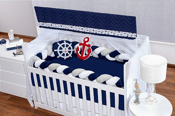 KIT DE BERCO BALU BABY TRANÇA - MARINHEIRO MARINHO