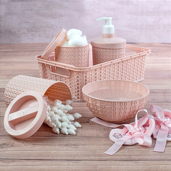 KIT HIGIENE PLASUTIL TRAMA ROSA