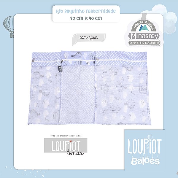 KIT SAQUINHO MATERNIDADE LOUPIOT TEMAS REF5242 AZUL