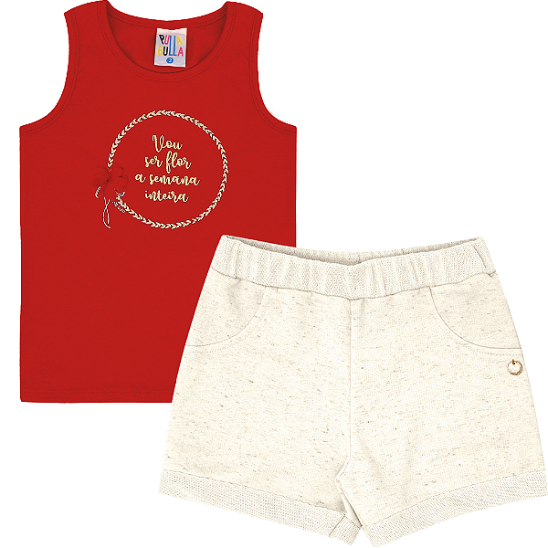 CONJUNTO PULLA BULLA 49215 VERMELHO 2 ANOS