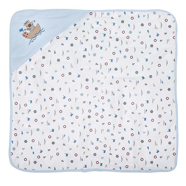 TOALHA BUBLIM MALHA PLUSH MARINHEIRO AZUL