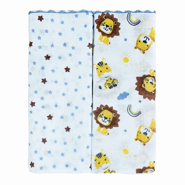 TOALHA FRALDA BUBLIM PETIT LEAO AZUL