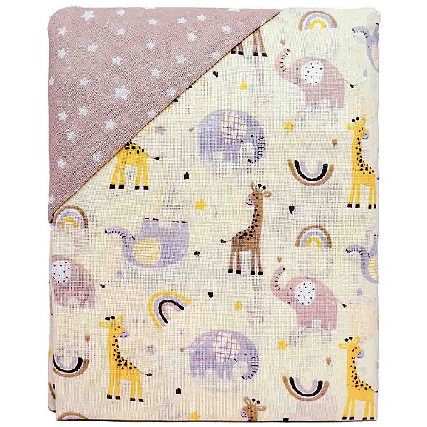 JOGO DE LENCOL BUBLIM PETIT GIRAFA CREME