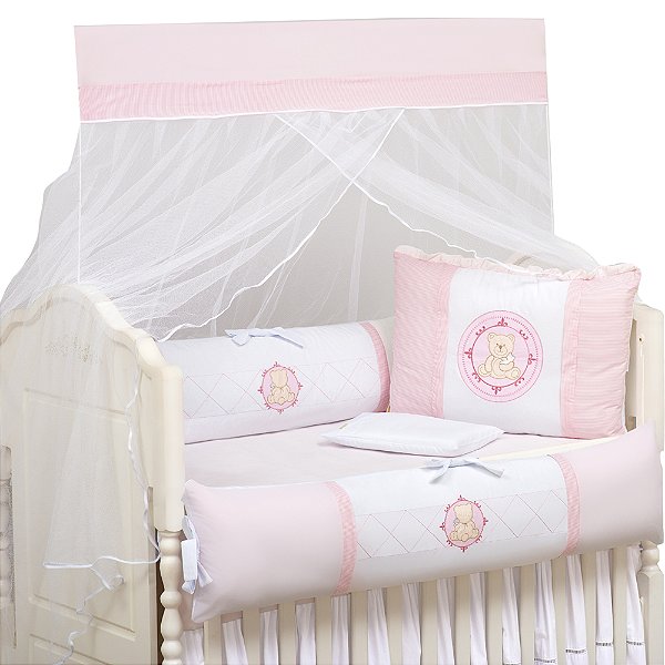 KIT DE BERCO BRUBRELEL ENCANTO BEBE URSO ROSA