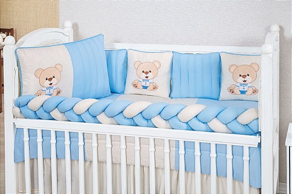 KIT DE BERÇO TIQUINHO ROYAL - URSO ENCANTO AZUL