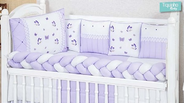 KIT DE BERÇO TIQUINHO LUXO FLOWERS LILAS