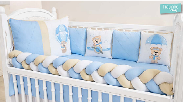 KIT DE BERÇO TIQUINHO LUXO BABY AVIADOR AZUL