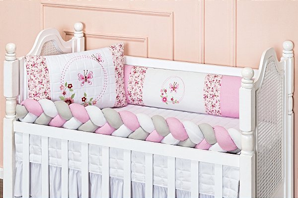 KIT DE BERÇO TIQUINHO GOLD - FLORZINHA ROSA