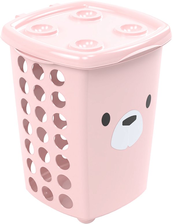 CESTO PLASUTIL DECORA - BEAR ROSA