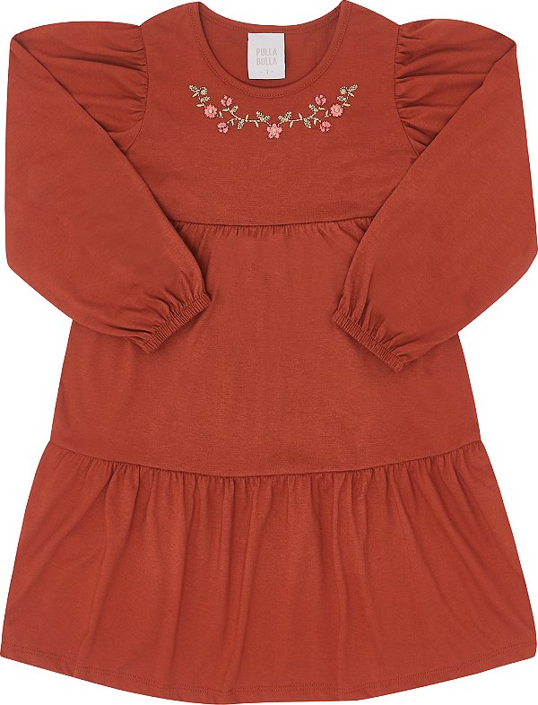 VESTIDO PULLA BULLA 50213 MARROM 2 ANOS