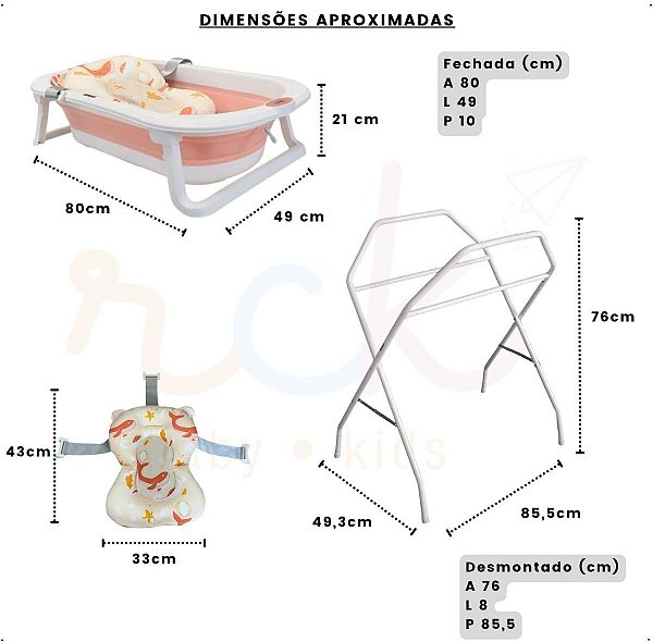 BANHEIRA DOBRAVEL PREMIUM BABY BUBBLY ROSA